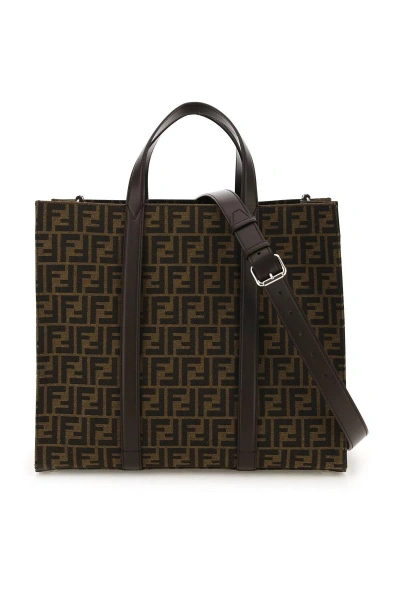 Fendi Recycled Ff Jacquard Fabric Tote Bag In Brown