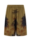 Laneus Viscose Bermuda Shorts With Palm Print
