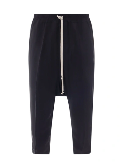 Rick Owens Cropped Viscose Blend Trouser In Blue