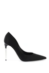 Dolce & Gabbana Silk Satin Pointed Toe Pumps With Transparent Stiletto Heel