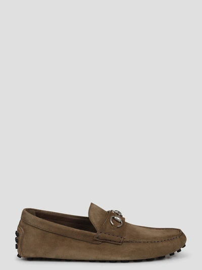 Gucci Horsebit Driver Loafers In Brown