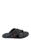 FENDI JACQUARD SANDALS WITH EMBROIDERED LOGO