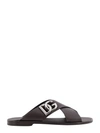 Dolce & Gabbana Black Sandals With Criss Cross Bands And Logo Detail In Leather Man