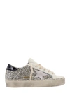 GOLDEN GOOSE LEATHER SNEAKERS WITH ALL-OVER GLITTER