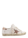GOLDEN GOOSE LEATHER SNEAKERS WITH GLITTERED PATCH