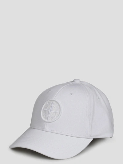 Stone Island Logo Baseball Hat In White