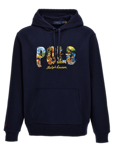 Polo Ralph Lauren Logo Embroidery Hoodie In Blue