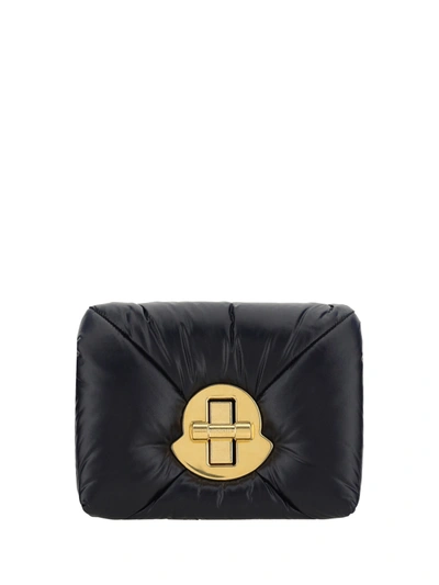 Moncler Mini Puf Leather Crossbody Bag In Black