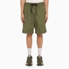 MONCLER MILITARY GREEN BERMUDA SHORTS WITH LOGO PATCH