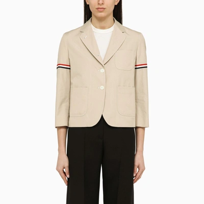 Thom Browne Khaki Blend Short Blazer In Cream