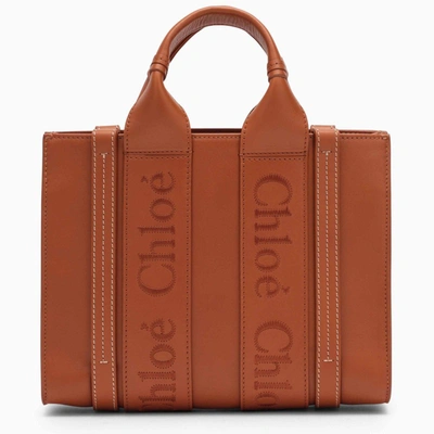 Chloé Small Woody Caramel Shopping Bag In Orange