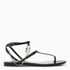 DOLCE & GABBANA DOLCE&GABBANA BLACK PATENT LEATHER THONG SANDAL WITH CHAIN