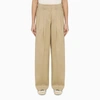 GOLDEN GOOSE GOLDEN GOOSE WIDE SAND-COLOURED WOOL TROUSERS