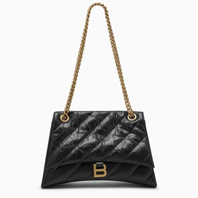 Balenciaga Crush Bag With Medium Quilted Chain For Women In Black