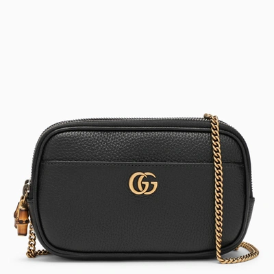 Gucci Black Leather And Bamboo Mini Bag