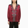 VALENTINO BORDEAUX SILK BLOUSE WITH SEQUINS
