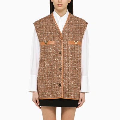 Valentino V Gold Waistcoat Brown In Beige