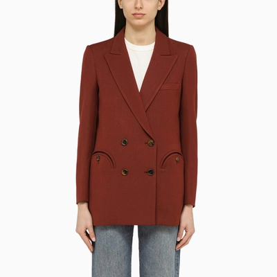 Blazé Milano | Rust-coloured Aresteas Jacket In Linen Blend. In Red