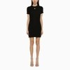 Palm Angels Monogram Ribbed Dress With Frayed Edges In Black