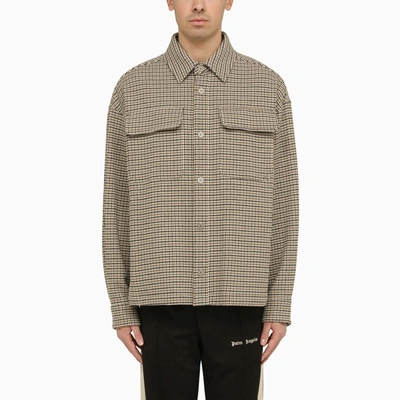 Palm Angels Checked Shirt Jacket With Logo In Multicolor
