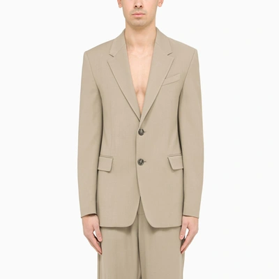 Ami Alexandre Mattiussi Ami Paris Light Taupe Single-breasted Blazer In Cream