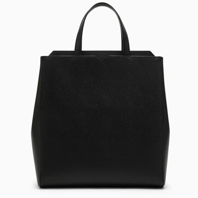 Valextra V-line Horizontal Shopping Bag Black