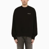 Palm Angels Cotton Oversize Crew Neck Sweatshirt In Black