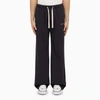 PALM ANGELS NAVY BLUE COTTON TROUSERS WITH LOGO
