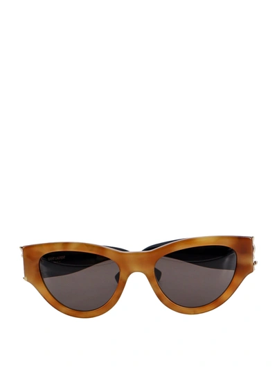 Saint Laurent Recycled Acetate Sunglasses In Brown