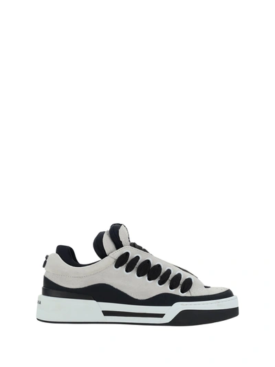 Dolce & Gabbana Mega Skate Suede And Fabric Sneakers In White,black