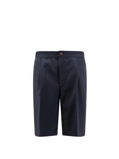 Hevo Virgin Wool Bermuda Shorts With Pinces In Blue