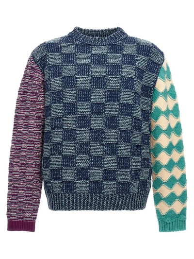 Marni Checkered Knit Sweater In Multicolor