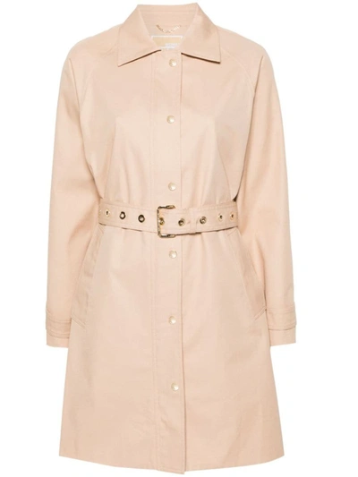 Michael Kors Belted Twill Trench Coat In Beige