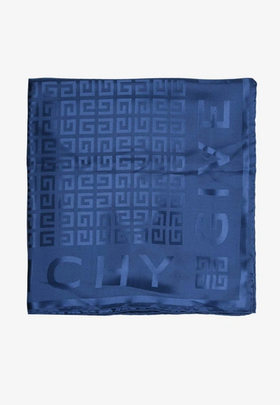 Givenchy 4g Jacquard Silk Scarf In Navy