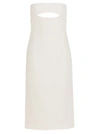 Saint Laurent Viscose Bustier Midi Dress In White