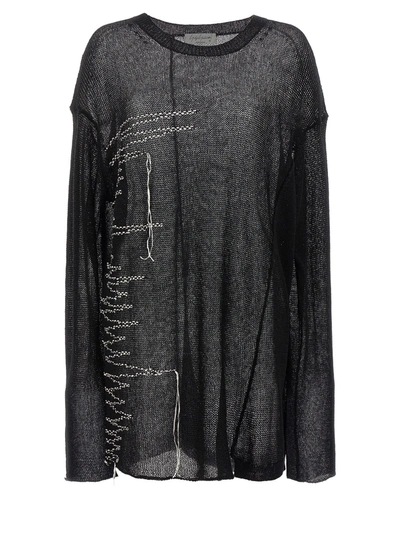 Yohji Yamamoto Contrast Embroidery Sweater In Black