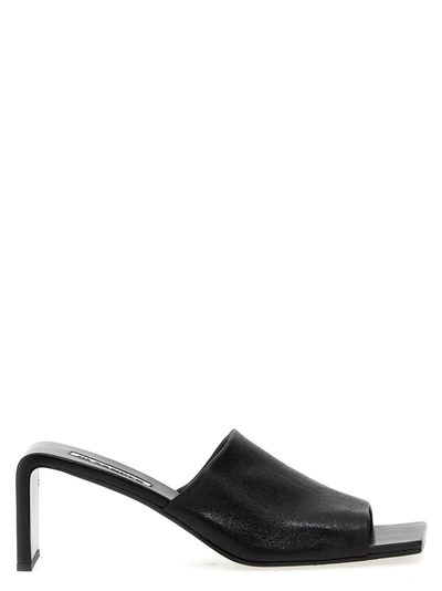Jil Sander Square Open-toe Leather Sandals In Black