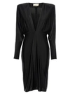 Alexandre Vauthier Jersey Dress With V-neck And Shoulder Pads In Black