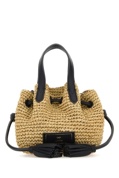 ANYA HINDMARCH ANYA HINDMARCH WOMAN RAFFIA SMALL DRAWSTRING HANDBAG