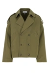 Loewe Cropped Silhouette Cotton Trench Coat In Green