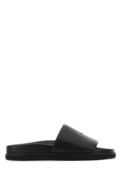 OFF-WHITE OFF WHITE WOMAN BLACK LEATHER SLIPPERS