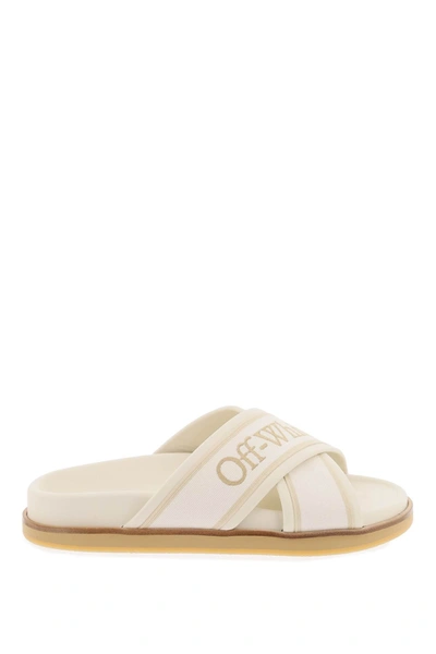 OFF-WHITE OFF-WHITE EMBROIDERED LOGO SLIDES WITH WOMEN