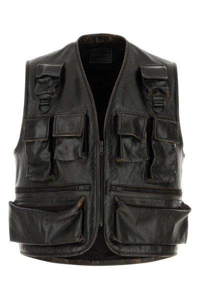 Prada Man Black Leather Vest