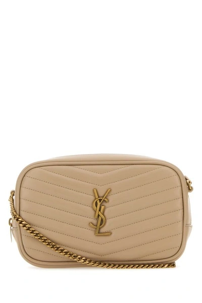 Saint Laurent Lou Mini Ysl Camera Bag In Smooth Quilted Leather In Brown