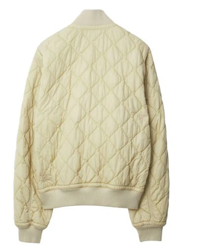 Burberry Quilted Nylon Bomber Jacket In White