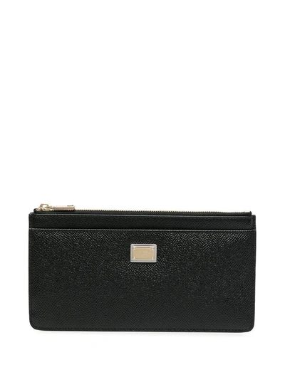 Dolce & Gabbana Large Leather Zipped Card Case In Black