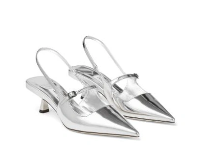 Jimmy Choo 45mm Didi Leather Slingback Pumps In Silver