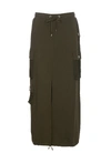 Liu •jo Lichene Green Elasticized Midi Skirt In Green