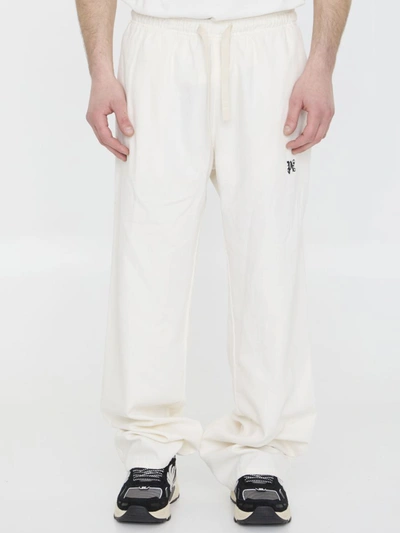 Palm Angels Monogram Trousers In White