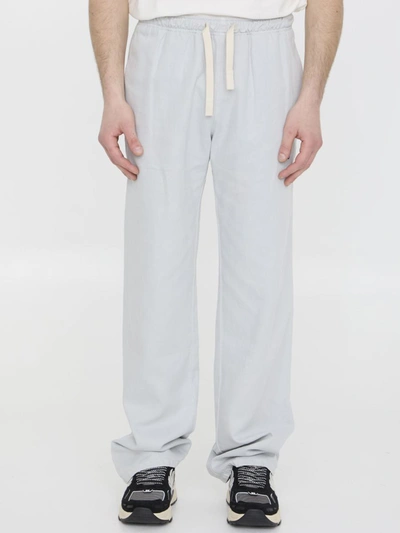 Palm Angels Monogram Trousers In Grey